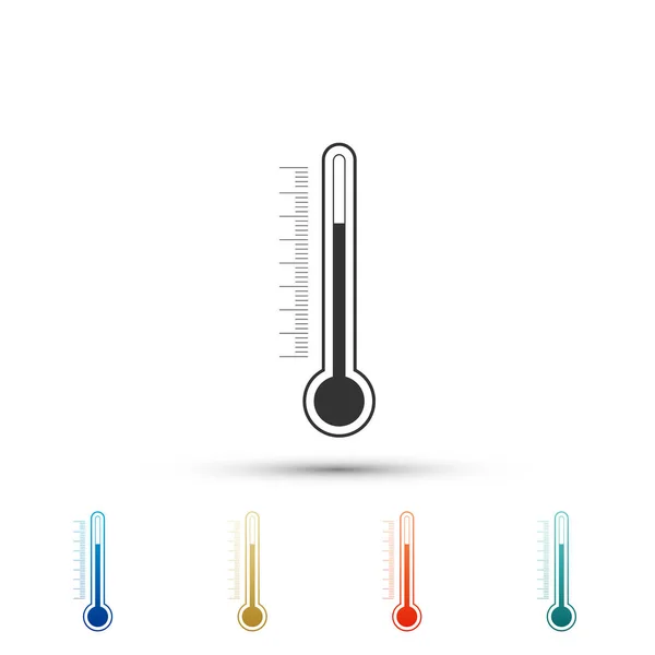 Termometern isolerad på vit bakgrund. Ställa in elementen i färgade ikoner. Platt design. Vektorillustration — Stock vektor