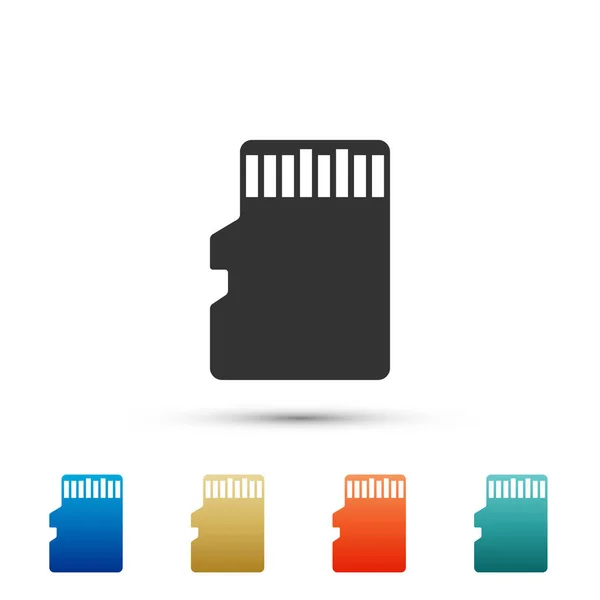 Mikro-SD-Speicherkartensymbol isoliert auf weißem Hintergrund. Elemente in farbigen Symbolen setzen. flache Bauweise. Vektorillustration — Stockvektor