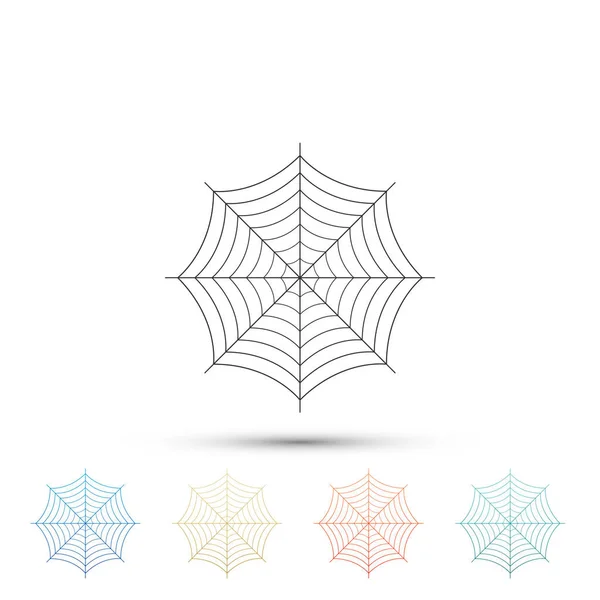 Spider web icon isolated on white background. Cobweb sign. Set elements in colored icons. Flat design. Vector Illustration — Stock Vector