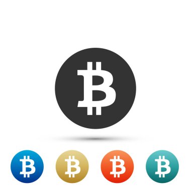 Cryptocurrency para Bitcoin simgesi beyaz arka plan üzerinde izole. Internet para için Bitcoin. Fiziksel bit sikke. Dijital para. Blockchain dayalı güvenli kripto para birimi. Vektör çizim