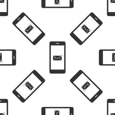 Alınan iletiyi kavramı. Yeni email tebliğ üstünde smartphone ekran seamless modeli beyaz arka plan üzerinde. Yeni ileti üstünde belgili tanımlık telefon perde. Posta teslim hizmeti. Düz tasarım. Vektör çizim