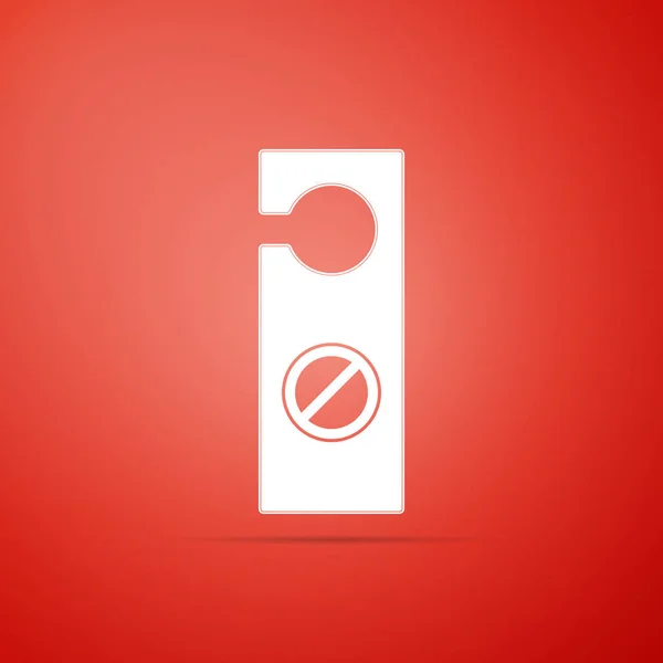 Gelieve niet storen pictogram geïsoleerd op rode achtergrond. Hotel deur Hanger Tags. Platte ontwerp. Vectorillustratie — Stockvector