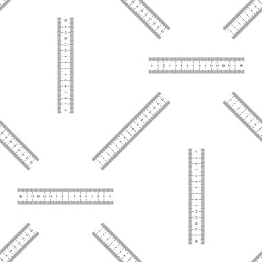 Beyaz arka plan üzerinde cetvel simgesi seamless modeli. Yeşilaycı sembolü. Düz tasarım. Vektör çizim