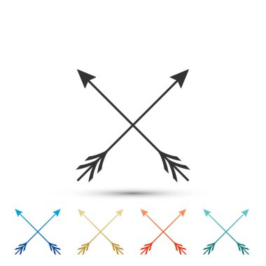 Beyaz arka plan üzerinde izole çapraz ok simgesi. Renkli simgeler kümesi öğeleri. Düz tasarım. Vektör çizim