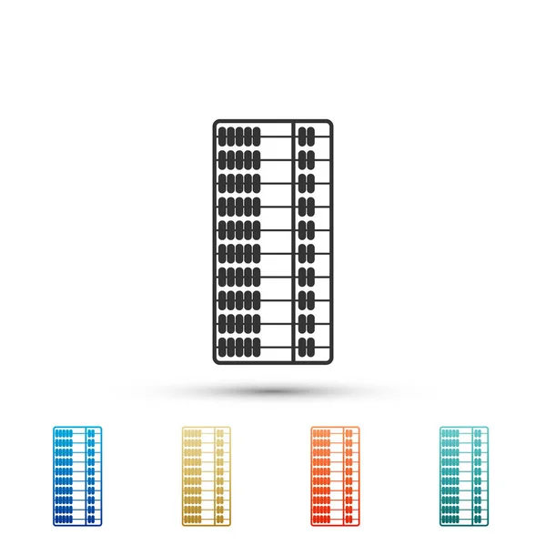 Abacus ikon elszigetelt fehér background. Hagyományos counting keret. Oktatás jele. Matematikai iskolát. Színes ikonok beállítása lencsetag. Lapos kivitel. Vektoros illusztráció — Stock Vector