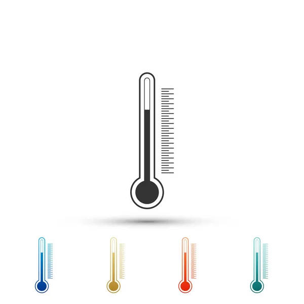 Thermometer pictogram geïsoleerd op een witte achtergrond. Set elementen in gekleurde pictogrammen. Platte ontwerp. Vectorillustratie — Stockvector