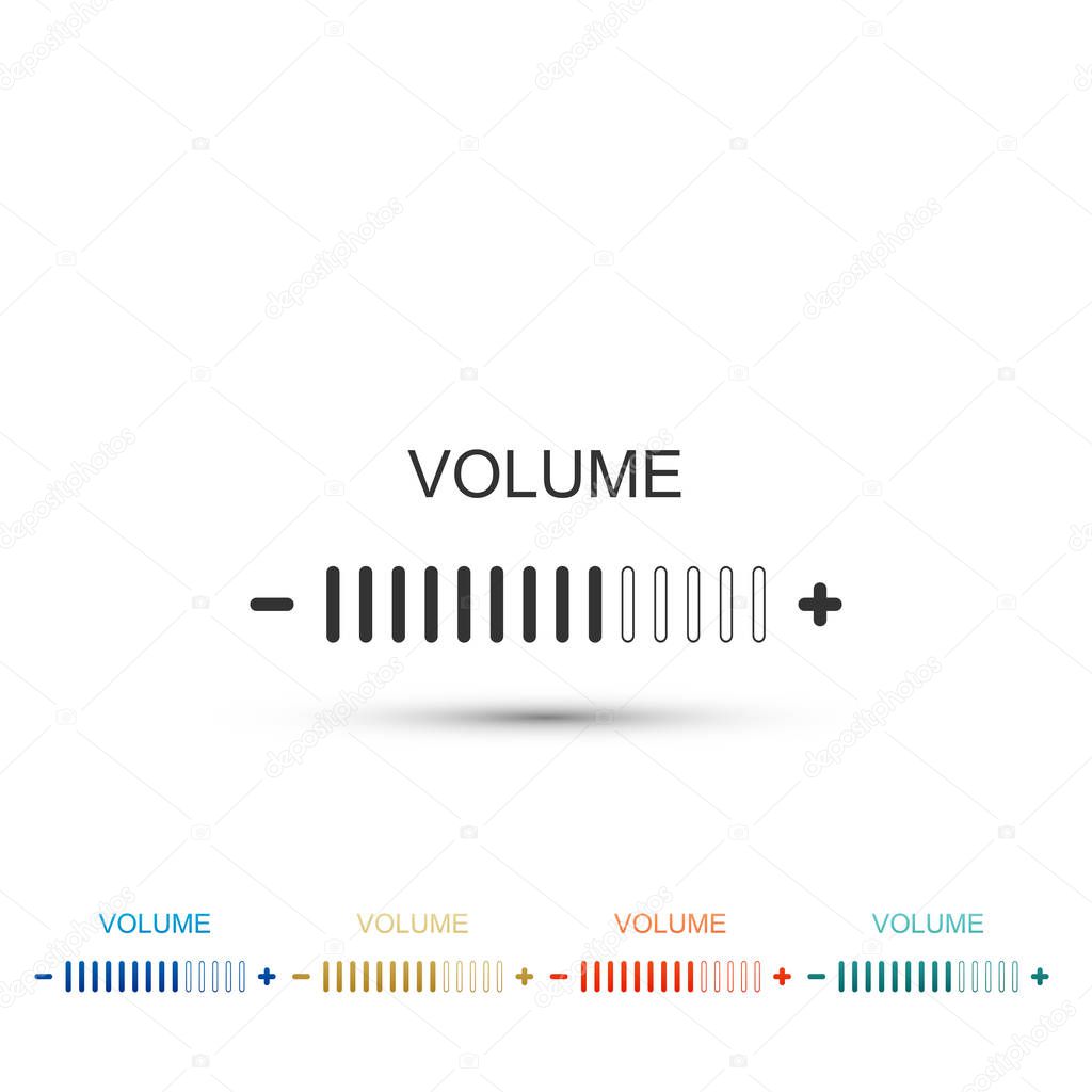 Volume adjustment icon isolated on white background. Set elements in colored icons. Flat design. Vector Illustration