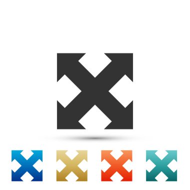 Dört yönden simgesi beyaz arka plan üzerinde izole okları. Renkli simgeler kümesi öğeleri. Düz tasarım. Vektör çizim