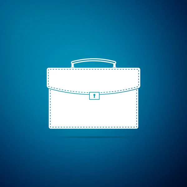 Icono del maletín aislado sobre fondo azul. Firma del caso. Diseño plano. Ilustración vectorial — Vector de stock