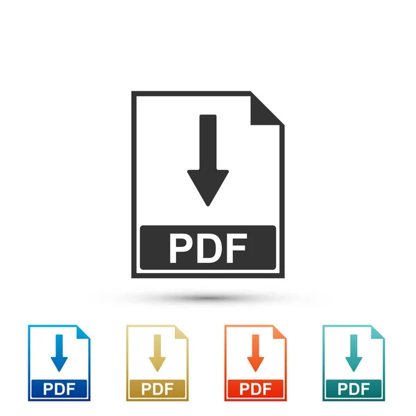 Ícone de documento de arquivo PDF isolado no fundo branco. Baixar sinal de botão PDF. Definir elementos em ícones coloridos. Design plano. Ilustração vetorial — Vetor de Stock