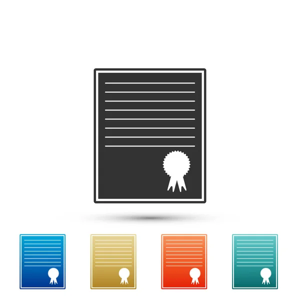Icono de plantilla de certificado aislado sobre fondo blanco. Establecer elementos en iconos de colores. Diseño plano. Ilustración vectorial — Vector de stock