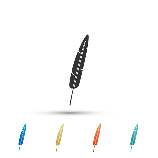 Icona penna piuma isolata su sfondo bianco. Imposta elementi in icone colorate. Design piatto. Illustrazione vettoriale — Vettoriale Stock