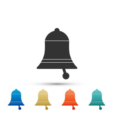 Beyaz arka plan üzerinde izole Zil zil simgesini. Alarm sembolü, hizmet bell, handbell işareti, bildirim simgesi. Renkli simgeler kümesi öğeleri. Düz tasarım. Vektör çizim