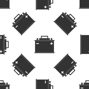 Beyaz arka plan üzerinde araba pil simgesi seamless modeli. Akü Pil enerji güç ve elektrik Akü pil. Düz tasarım. Vektör çizim