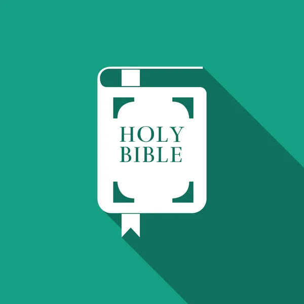 Ikona knihy bible Svatá izolované s dlouhý stín. Plochý design. Vektorové ilustrace — Stockový vektor
