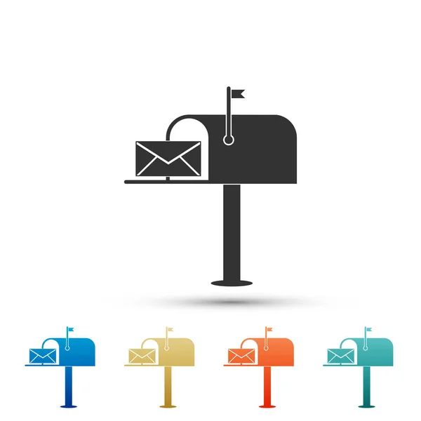 Öppna e-postlåda med ett kuvert som isolerad på vit bakgrund. Ställa in elementen i färgade ikoner. Platt design. Vektorillustration — Stock vektor