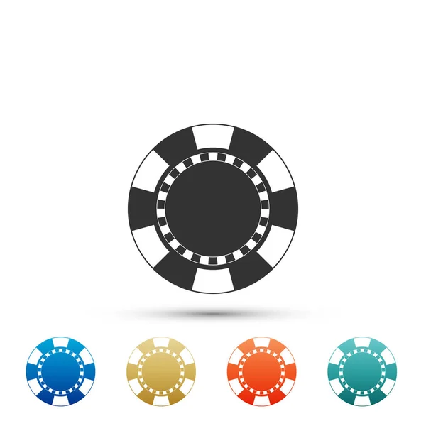 Casino chip ikonen isolerad på vit bakgrund. Ställa in elementen i färgade ikoner. Platt design. Vektorillustration — Stock vektor