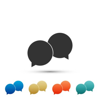 Boş konuşma kabarcıklar simgesinin üzerinde gri arka plan izole. Renkli simgeler kümesi öğeleri. Düz tasarım. Vektör çizim