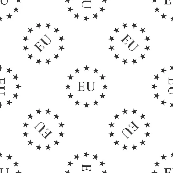Флаг Европейского Союза иконка бесшовный узор на белом фоне. Символ круга ЕС. Размахивая флагом ЕС. Плоский дизайн. Векторная миграция — стоковый вектор