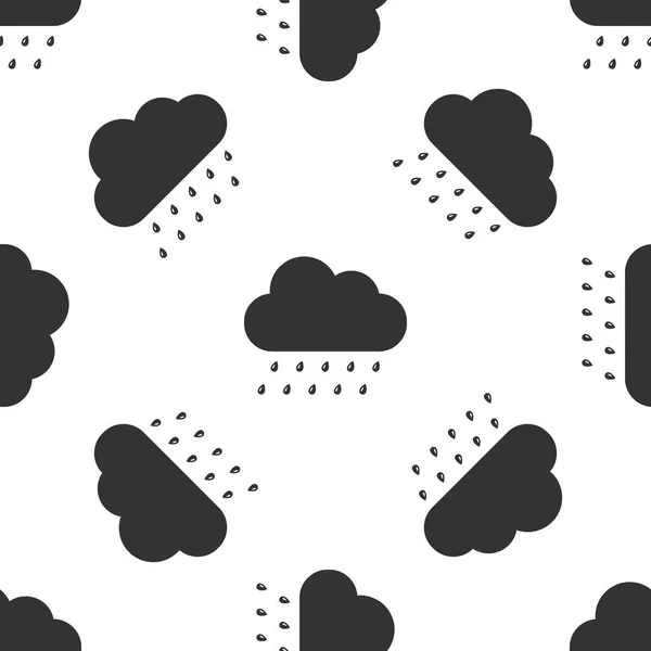 Cloud with rain icon seamless pattern on white background. Rain (nimbus) cloud precipitation with rain drops. Flat design. Vector Illustration