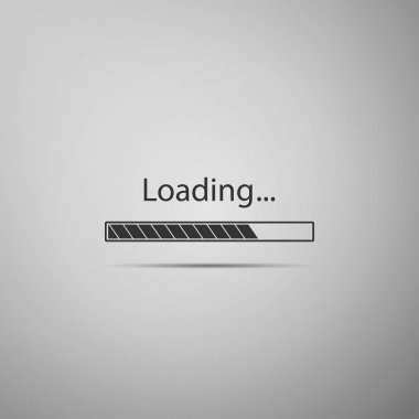 Gri arka plan üzerinde izole simgesi yükleniyor. İlerleme çubuğu simgesi. Düz tasarım. Vektör çizim