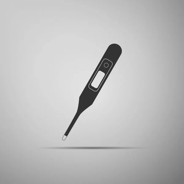 Termômetro digital médico para ícone de exame médico isolado em fundo cinza. Design plano. Ilustração vetorial —  Vetores de Stock