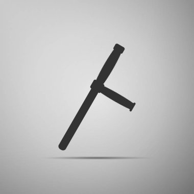 Polis kauçuk baton simgesi gri arka plan üzerinde izole. Kauçuk Cop. Polis yarasa. Polis ekipman. Düz tasarım. Vektör çizim