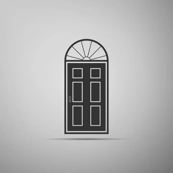 Icono de puerta cerrada aislado sobre fondo gris. Diseño plano. Ilustración vectorial — Archivo Imágenes Vectoriales