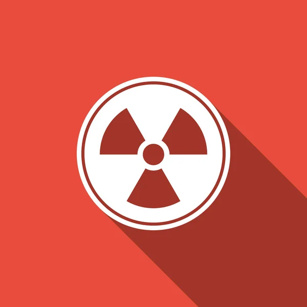 Icône radioactive isolée avec une ombre longue. Symbole toxique radioactif. Radiation Signal de danger. Design plat. Illustration vectorielle — Image vectorielle