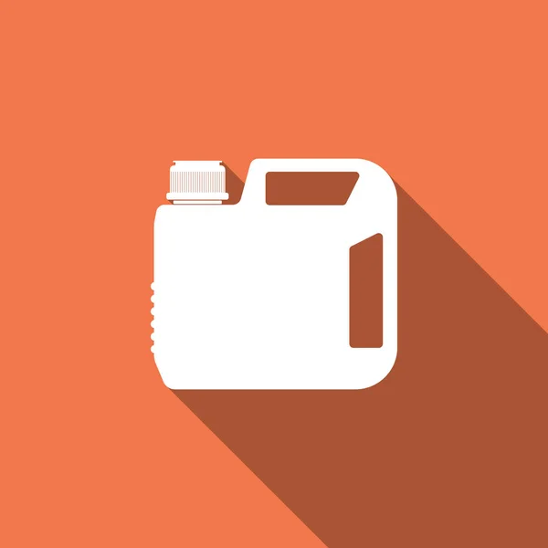 Kunststof jerrycan voor motor machine olie-symbool geïsoleerd met lange schaduw. Olie gallon. Olie wijzigen service en reparatie. Motor olie teken. Platte ontwerp. Vectorillustratie — Stockvector