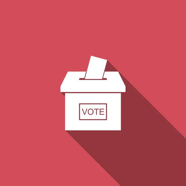 Ящик для голосования или урна для голосования с иконкой конверта, изолированной длинной тенью. Плоский дизайн. Векторная миграция — стоковый вектор