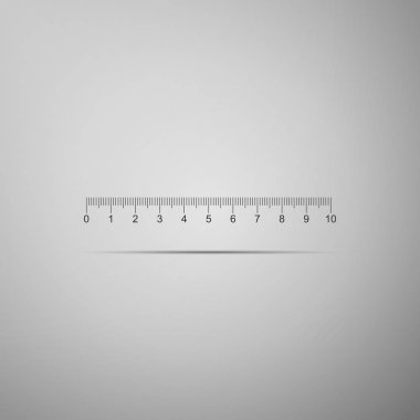 Ölçüm ölçek, gri arka plan üzerinde izole cetveller simgesi için biçimlendirme. Boyutu göstergeleri. Farklı birim mesafeler. Düz tasarım. Vektör çizim