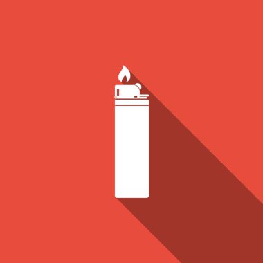 Hafif simgesi ile uzun gölge izole. Düz tasarım. Vektör çizim