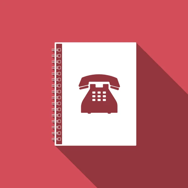 Telefoonboek pictogram geïsoleerd met lange schaduw. Adresboek. Telephone directory. Platte ontwerp. Vectorillustratie — Stockvector