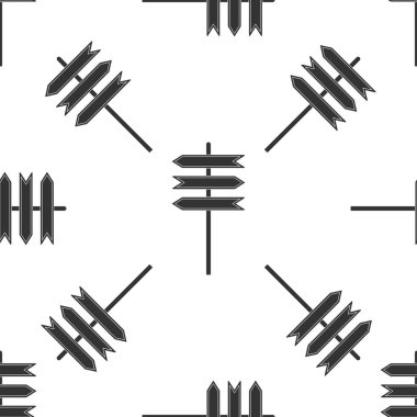 Yol trafik işaret. Beyaz arka plan üzerinde tabelasını simgesi seamless modeli. İşaretçi simgesi. Metin için yer ile boş tahta. Sokak bilgi izole. Yön işareti. Düz tasarım. Vektör çizim