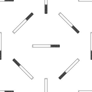 Beyaz arka plan üzerinde sigara simgesi seamless modeli. Tütün işareti. Sigara sembolü. Düz tasarım. Vektör çizim