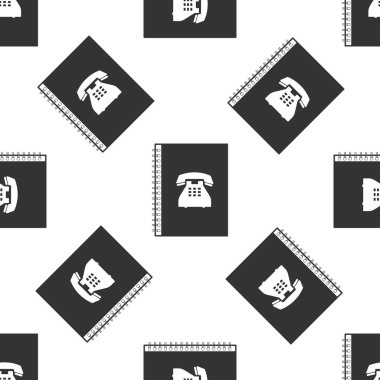 Beyaz arka plan üzerinde telefon rehberi simgesi seamless modeli. Adres defteri. Telefon rehberi. Düz tasarım. Vektör çizim