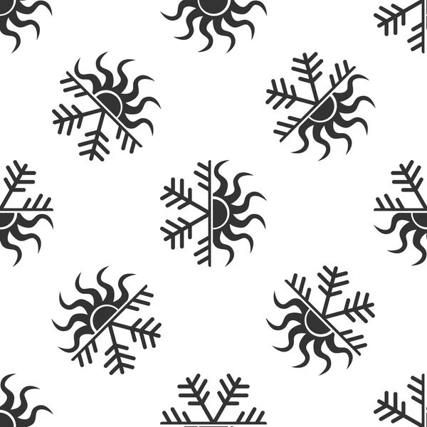 Heißes und kaltes Symbol. Sonne und Schneeflocke Symbol nahtlose Muster auf weißem Hintergrund. Winter- und Sommersymbol. flache Bauweise. Vektorillustration — Stockvektor