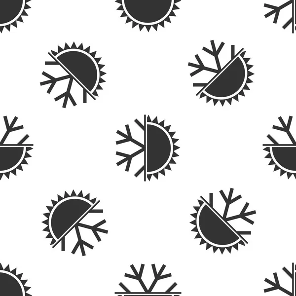 Warme en koude symbool. Zon en sneeuwvlok pictogram naadloze patroon op witte achtergrond. Winter en zomer symbool. Platte ontwerp. Vectorillustratie — Stockvector