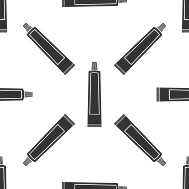 Diş macunu simgesi Dikişsiz desen beyaz arka plan üzerinde tüp. Düz tasarım. Vektör çizim