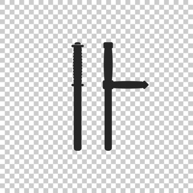 Polis kauçuk baton simgesi üzerinde şeffaf arka plan izole. Kauçuk Cop. Polis yarasa. Polis ekipman. Düz tasarım. Vektör çizim