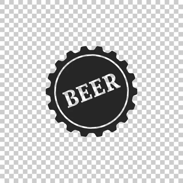 Tampa de garrafa com ícone de palavra de cerveja isolado em fundo transparente. Design plano. Ilustração vetorial — Vetor de Stock