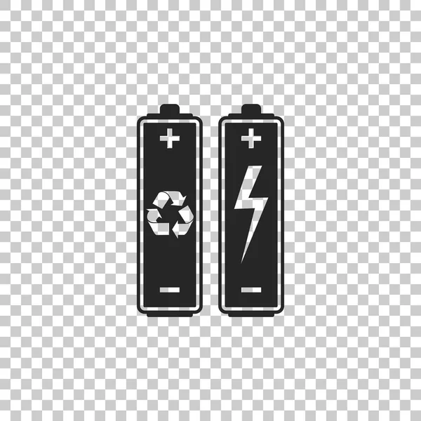 Baterii z symbolem recyklingu - ikona koncepcja energii odnawialnej na przezroczystym tle. Płaska konstrukcja. Ilustracja wektorowa — Wektor stockowy