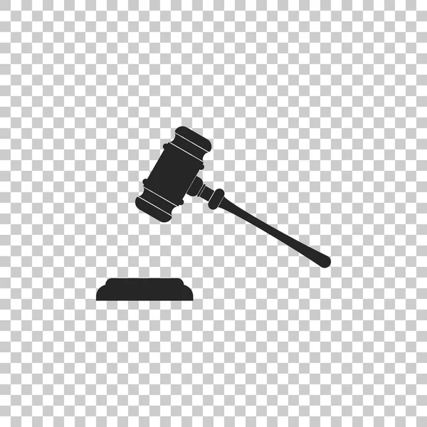 Judge gavel icon isolated on transparent background. Gavel for adjudication of sentences and bills, court, justice, with a stand. Auction hammer symbol. Flat design. Vector Illustration — Stock Vector