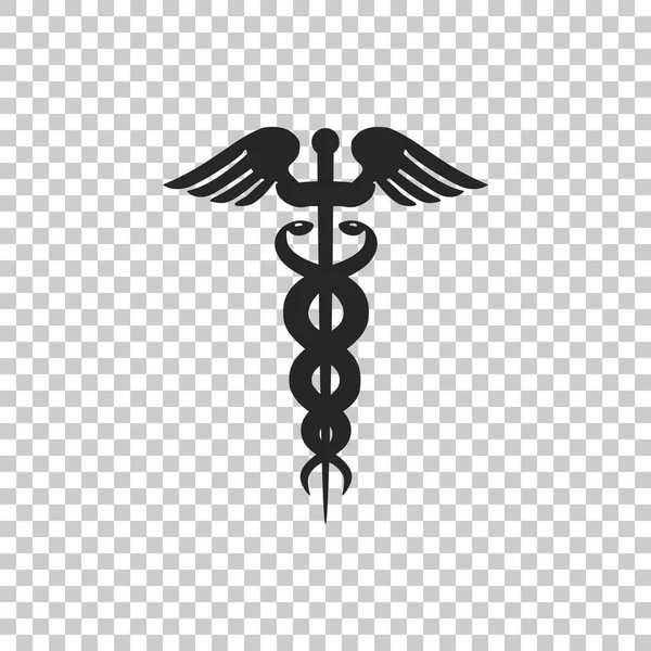在透明背景上隔离的卡杜库斯医学符号图标。医学和保健概念。标志为药店或药品, 药房蛇的标志。扁平设计。矢量插图 — 图库矢量图片