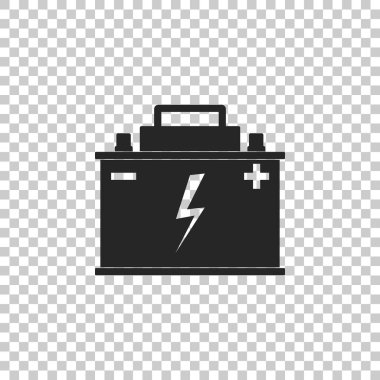 Araba pil simgesi üzerinde şeffaf arka plan izole. Akü Pil enerji güç ve elektrik Akü pil. Yıldırım cıvata sembolü. Düz tasarım. Vektör çizim