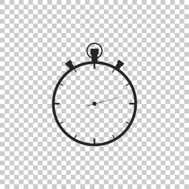 Kronometre simgesi üzerinde şeffaf arka plan izole. Zaman zaman işareti. Düz tasarım. Vektör çizim
