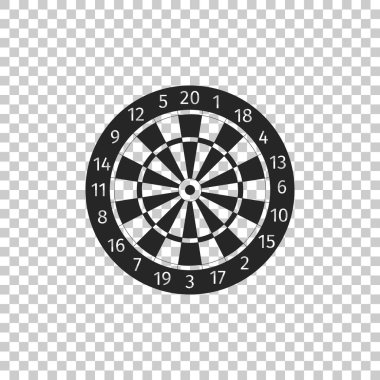 Klasik Yönetim Kurulu üzerinde şeffaf arka plan izole yirmi siyah beyaz sektörler simgesiyle Dart. Yönetim Kurulu üye dart. Dart tahtası işareti. Oyun kavramını. Düz tasarım. Vektör çizim