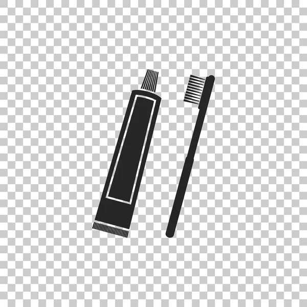 Tube tandpasta en tandenborstel pictogram geïsoleerd op transparante achtergrond. Platte ontwerp. Vectorillustratie — Stockvector