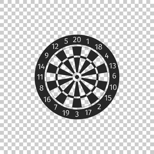 Klasszikus darts tábla húsz fekete-fehér ágazatok ikon elszigetelt átlátszó háttér. Dart tábla jele. Dart tábla jele. A játék koncepció. Lapos kivitel. Vektoros illusztráció — Stock Vector